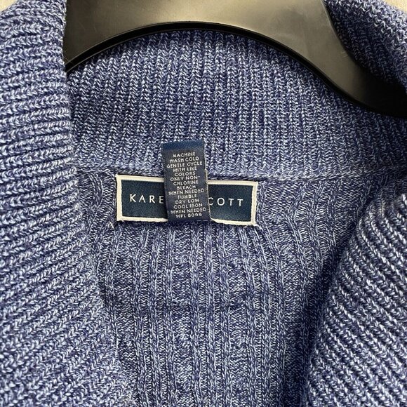 Karen Scott Knitted Braid Split Cowl Neck Long Sleeve Sweater Women XL Blue Used - Picture 11 of 16
